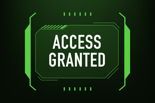 Spy and hacker HUD with access granted pop up. Modern digital layout of control panel. Hacker interface screen. Code window high tech UI. Security technology background. Vector illustration