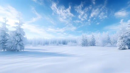 Fototapeta premium Abstract blue winter snow forest background