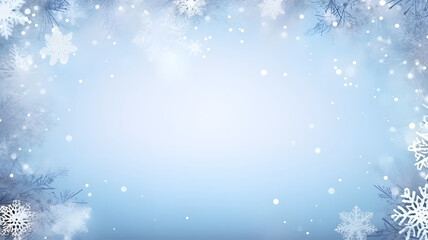 Abstract blue winter background with snowflakes