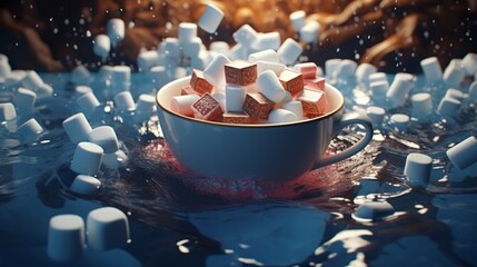 A marshmallow rowboat sailing on a sea of hot chocolate.