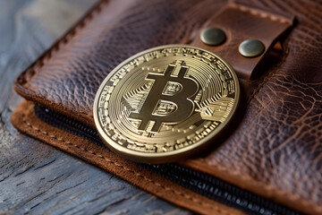 Digitale Vermögensverwaltung: Bitcoin Wallet-Konzept mit Kryptowährung und Technologiefortschritt für sichere elektronische Transaktionen