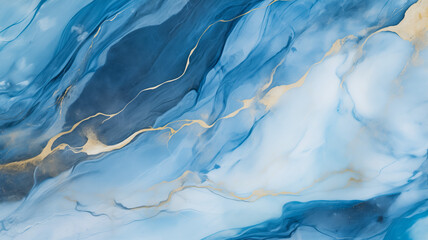 Obraz premium Abstract blue and gold marble ink art pattern
