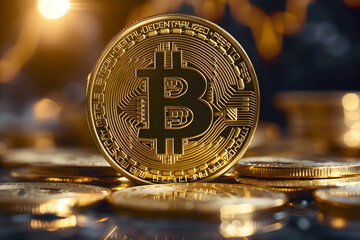 Bitcoin Revolution: Kryptowährung als Symbol für digitale Innovation und zukünftige Wirtschaftstransformation - obrazy, fototapety, plakaty