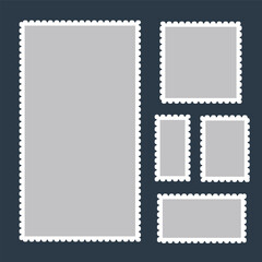 Zigzag Edge Rectangle Shapes. Blank postage stamp. Realistic post stamps set. Postage Stamps in flat design. 11:11