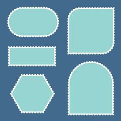 Postage stamps. Set of Blank postage stamps shape isolated on white background. Postal frame sticker template. 11:11