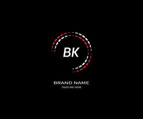 Fototapeta na wymiar Abstract BK letter logo Design. With black background.