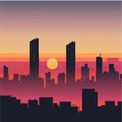 sunset in the city