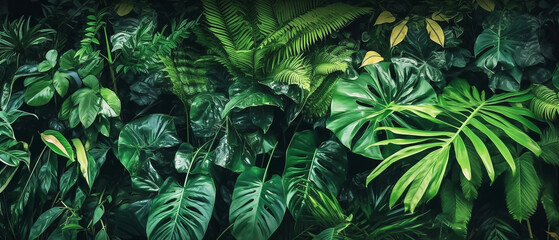 Beautiful green jungle tropical leaves