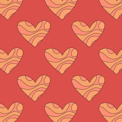 retro psychedelic patterns-hearts and valentines for February 14th.Funky and groovy heart shapes ornaments.Hippie rainbow backgrounds only good vibes.valentine's day 1970-1980	