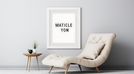 Statement Mockup poster blank frame complementing a modern chaise lounge