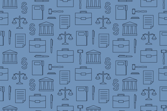 seamless pattern with legal advice, court, attorney, law related icons- vector illustration