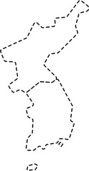 dash line drawing of korea map.