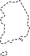 Fototapeta premium dash line drawing of south korea map.