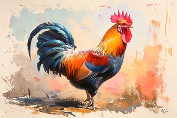 Fototapeta premium Ai gallo multicolore 02