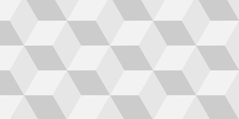 White and gray seamless pattern Abstract cubes geometric tile and mosaic wall or grid backdrop hexagon technology. white and gray geometric block cube structure backdrop grid triangle background.