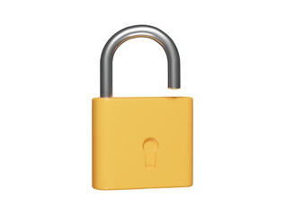 Lock icon 3d render illustration