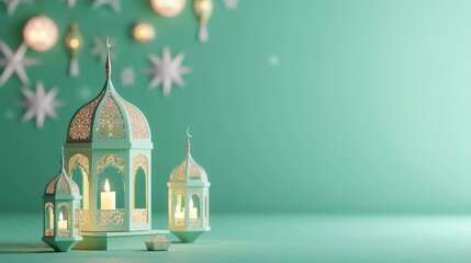 Obraz premium lantern ramadan islamic banner. Generative AI