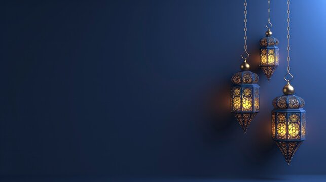lantern ramadan islamic banner. Generative AI