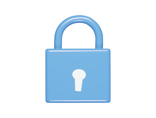 Lock icon 3d render illustration