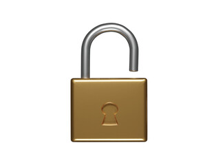 Lock icon 3d render illustration