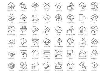 Cloud Computing 85 VBlack and White Icons Set