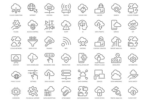 Cloud Computing 85 VBlack and White Icons Set