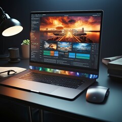 Freelance desktop with laptop computer and monitor