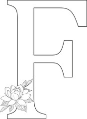 Floral alphabet letter A  OR Z with hand drawn flowers and leaves for wedding invitation greeting card