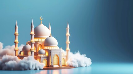 mosque ramadan islamic banner. Generative AI - obrazy, fototapety, plakaty