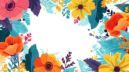 flowers border, seasonal border, spring or summer border, natural border