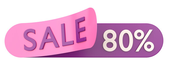 Eighty percent sale. 80% sale. 3D illustration.