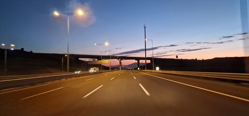 Fototapeta na wymiar sunset on the road through turkey