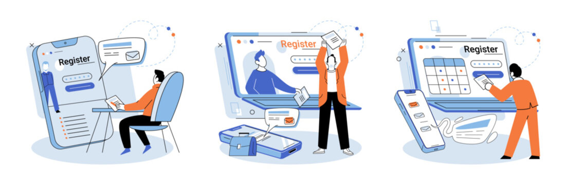 Registration online. Vector illustration. Accurate completion registration form is essential for successful sign-ups The online registration process offers convenience and efficiency for users