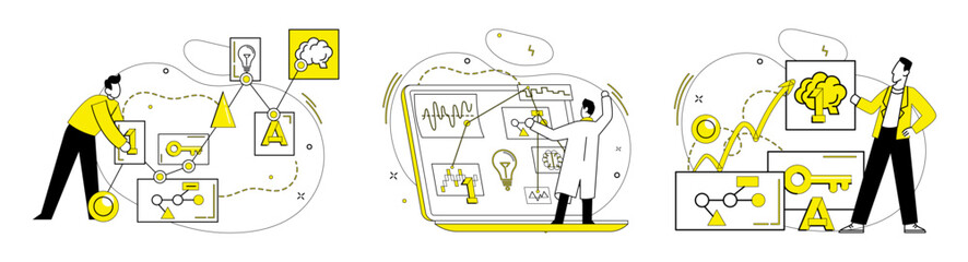 Conceptual innovation vector illustration. Success blossoms where inspiration and conceptual innovation concept converge In garden thoughts, seeds conceptual innovation grow into solutions