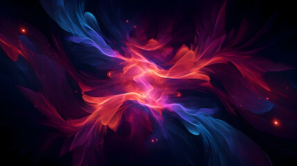 Blue and red fire in the dark wallpapers,,
neon-colored particles colliding and merging, forming a visually captivating abstract background
