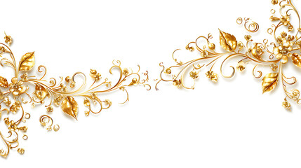 gold floral carving isolated on white background