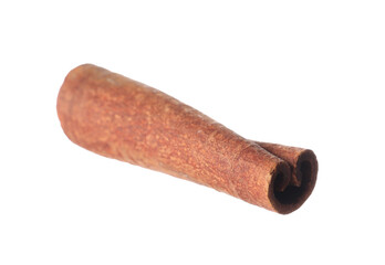 One aromatic cinnamon stick isolated on white
