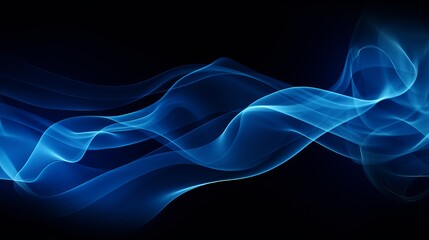 A black background is accompanied by waves of blue smoke.