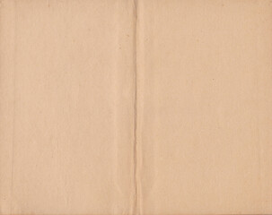 Book spread with old pages. Vintage paper texture. Kraft paper texture with stains, grain, dust particles. Aged overlay effect background with high resolution. Empty abstract backdrop design