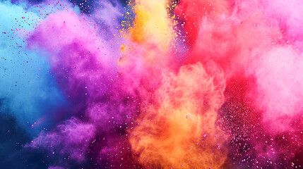 Clouds of multi-colored colorful powder, symbolizing joy and celebration. Indian Festival of Colors Holi