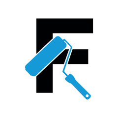 paint Logo combine with letter F vector template