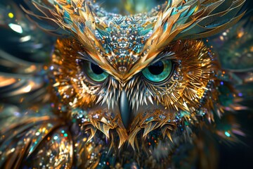 A large owl made of precious stones