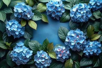 Gardinen Beautiful hydrangea floral wedding invitation card, without text © Poulami