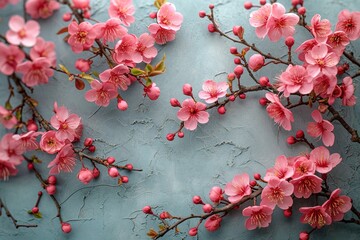 beautiful wedding invitation card with hand drawn of cherry blossom