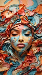 A girl's face covered in paint