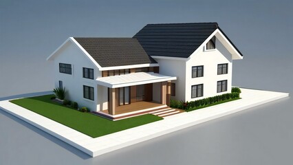 3d rendering of modern cozy house isolated on white background, Real estate concept.