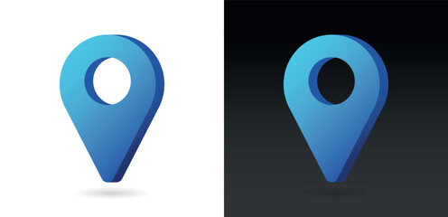 3D Realistic blue color location map pin GPS pointer markers vector illustration for destination.
