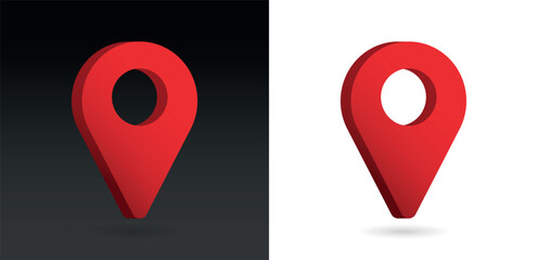 3D Realistic red color location map pin GPS pointer markers vector illustration for destination.