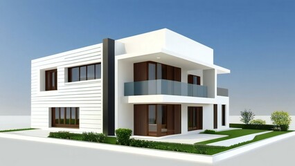 Fototapeta na wymiar 3d rendering modern house isolated on white background, Concept for real estate or property.