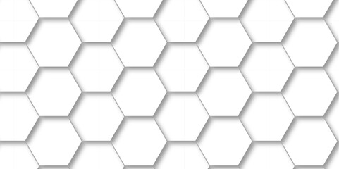Seamless pattern with hexagonal white and gray technology line paper background. Hexagonal vector grid tile and mosaic structure mess cell. white and gray hexagon honeycomb geometric copy space. - obrazy, fototapety, plakaty